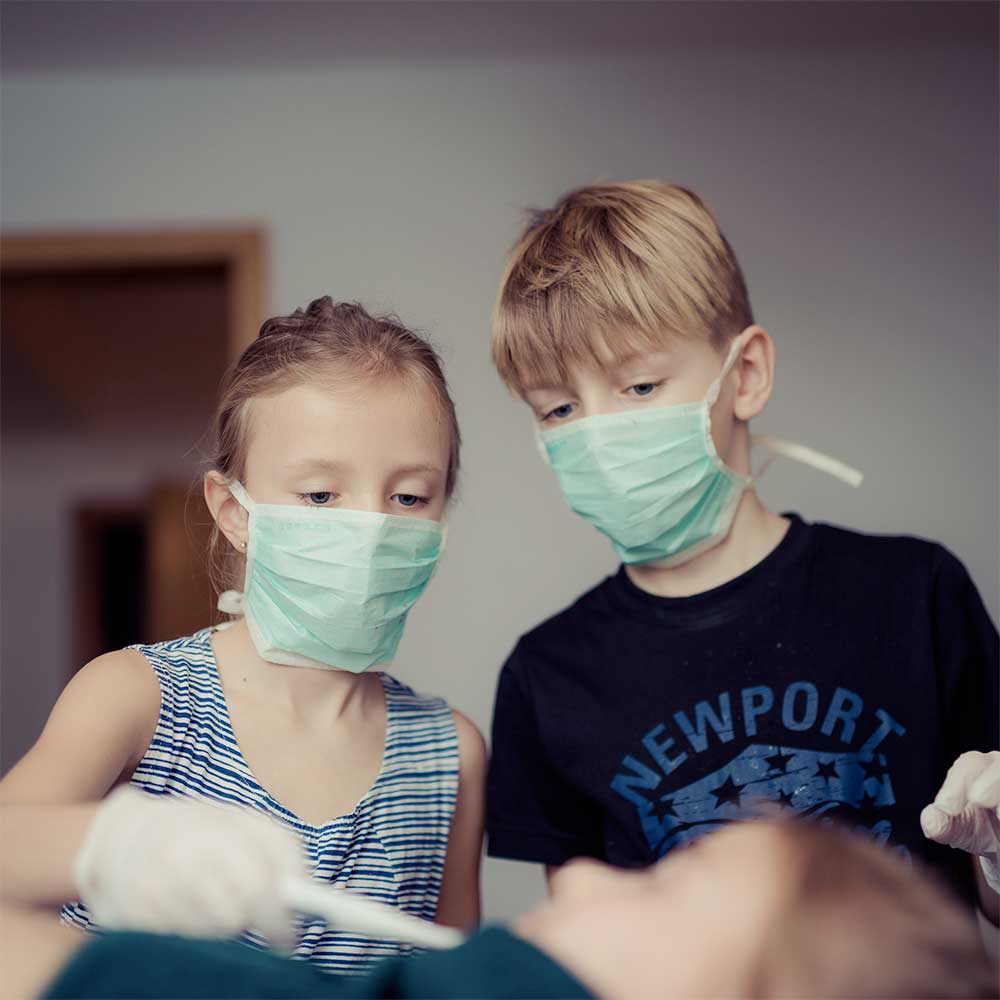 surgical masks on children in sun valley