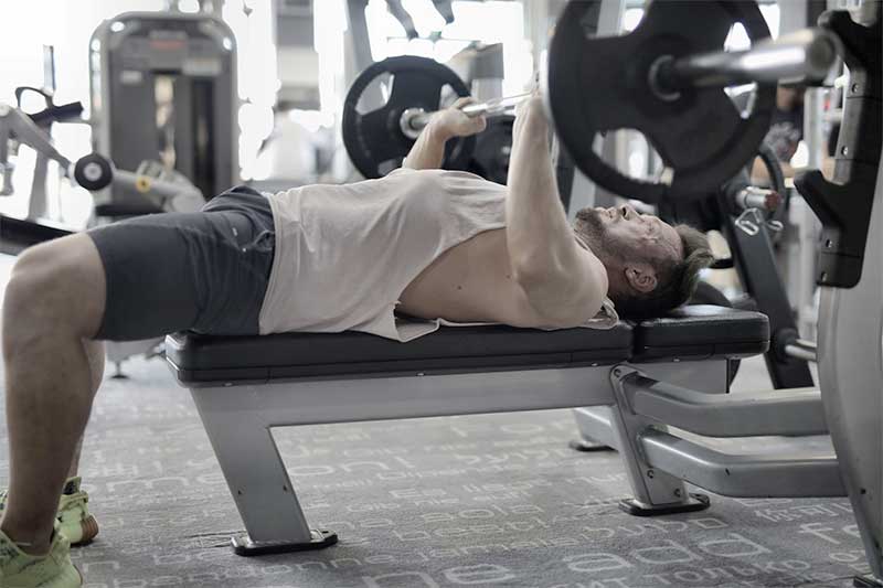 Sun Valley CA gym interior, man working out