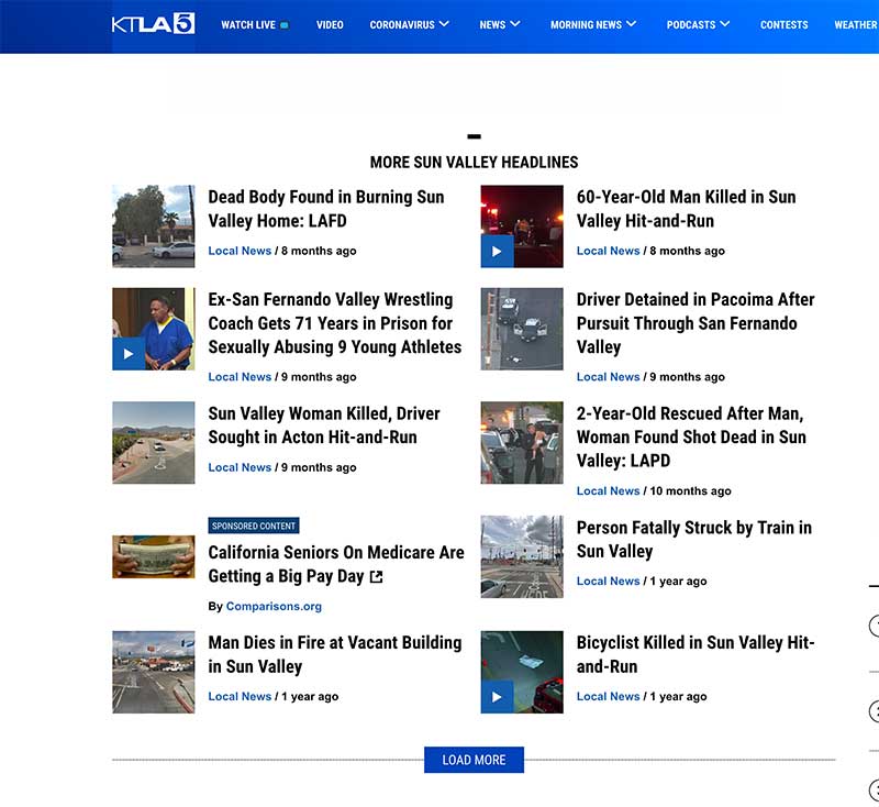 Jose Mier screen shot of KTLA Sun Valley News Page