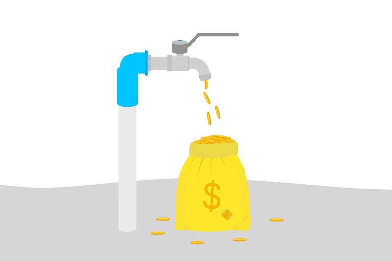 Water equals money graphic