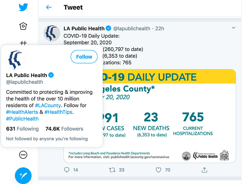 LA County Public Health Twitter Page Screen Shot by Jose Mier