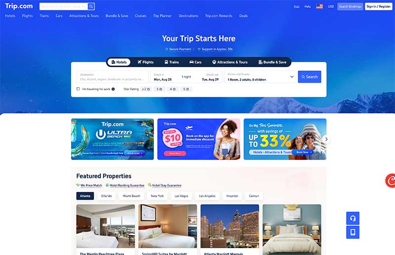 Trip.com website screenshot by Jose Mier