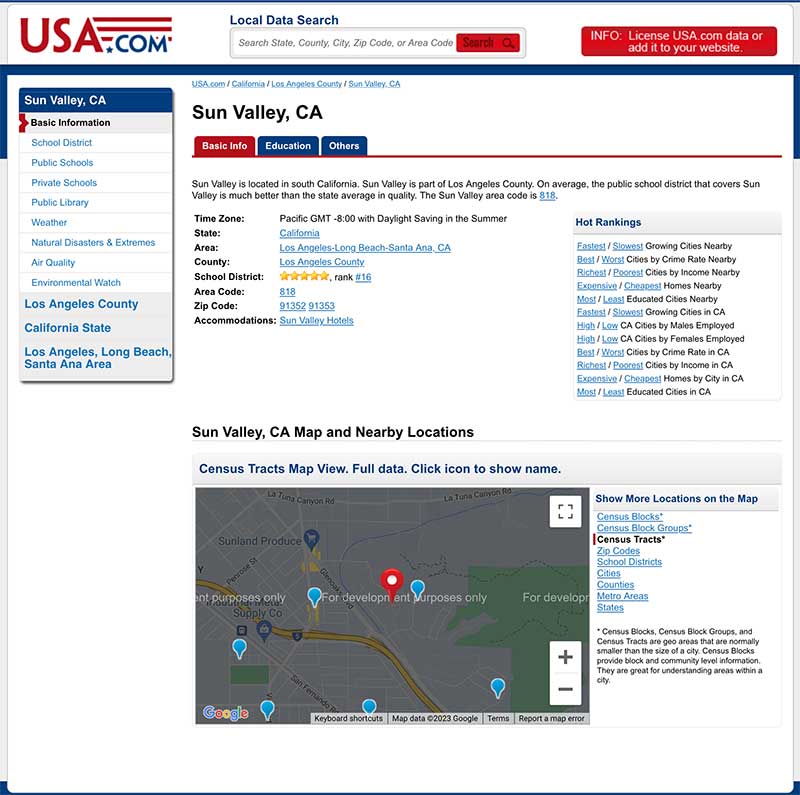 Jose Mier screenshot of USA.com page of Sun Valley info