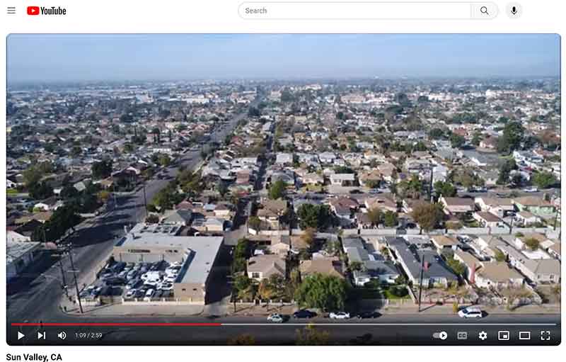 Jose Mier screenshot of Sun Valley, CA drone flyover