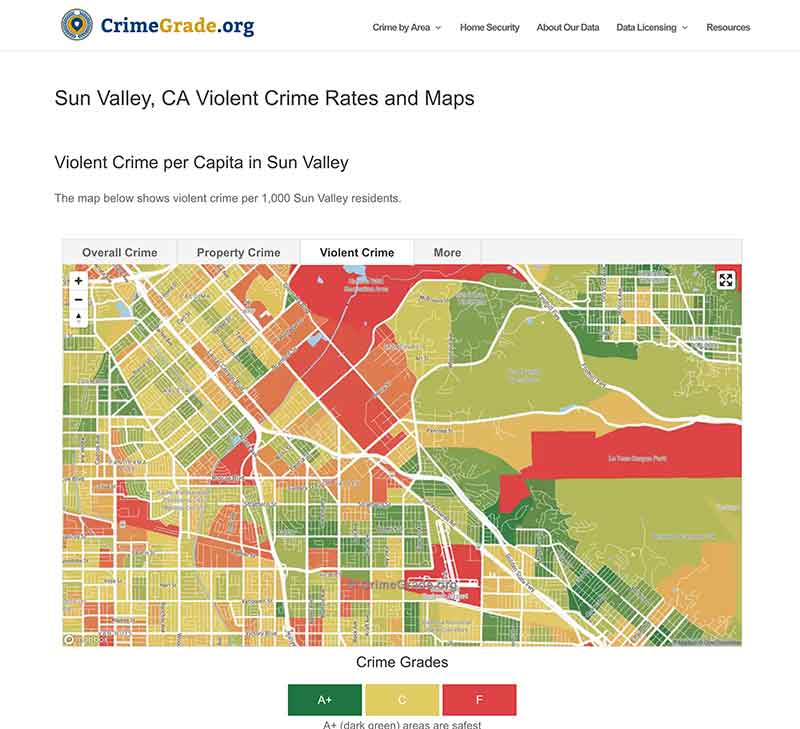 CrimeGrade.org map of Sun Valley, CA Jose Mier