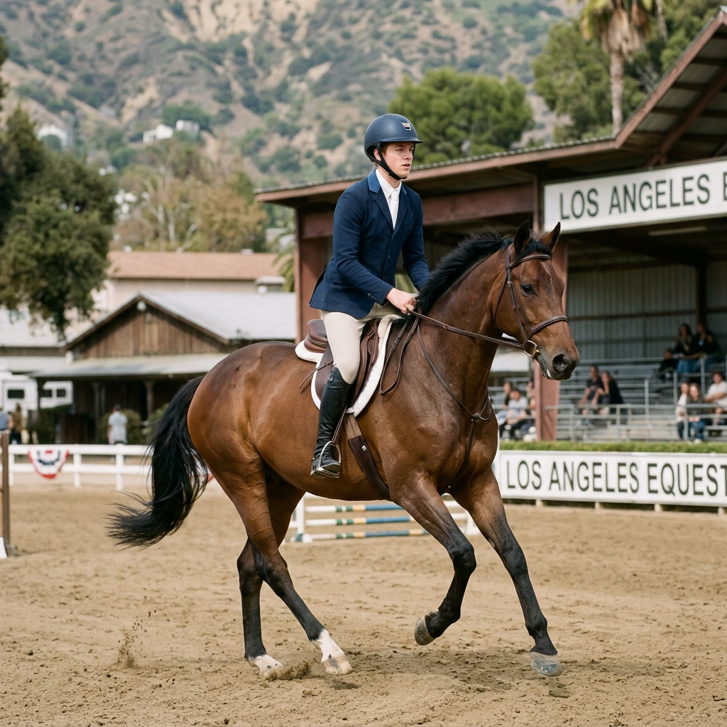 Young man riding a horse