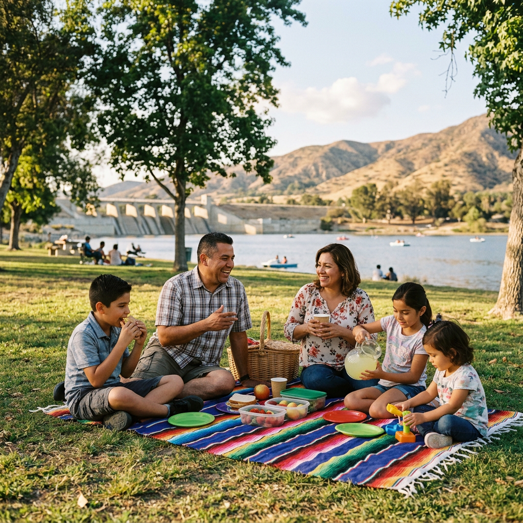 Jose Mier and family enjoying Hansen Dam recreation areas near Sun Valley, CA